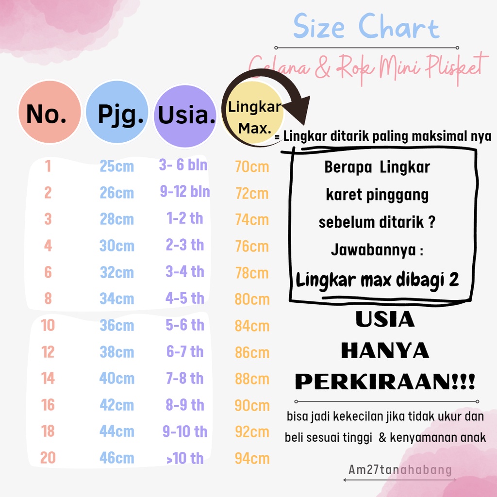 Rok Plisket Pendek POLOS Anak 1-12 tahun RMP-010 Lengkap Warna RMP-010 HPPW