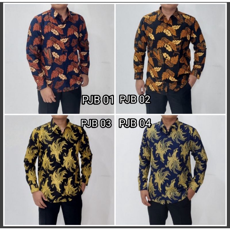 Pj Bt 01 Hem Pria Kemeja Batik SlimFit Lengan Panjang Katun Murah Bagus Cowo