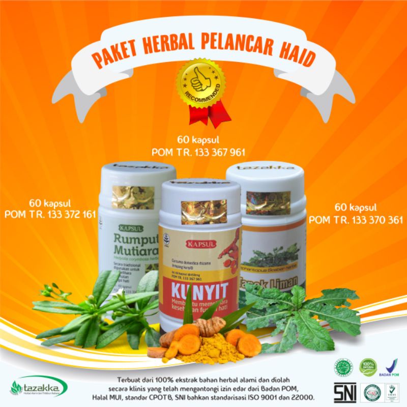 Obat Herbal Pelancar Haid menstruasi tidak teratur⭐️ekstrak daun tapak liman rumput mutiara kunyit⭐️