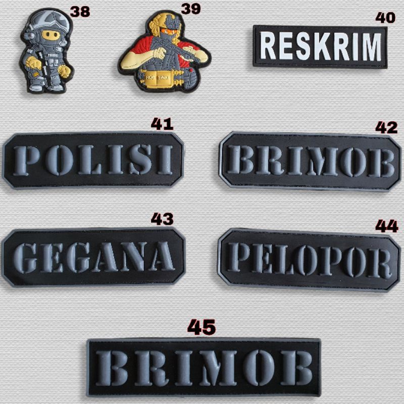 patch rubber logo polri / polisi / police / brimob / gegana / pelopor / tempelan emblem karet velcro