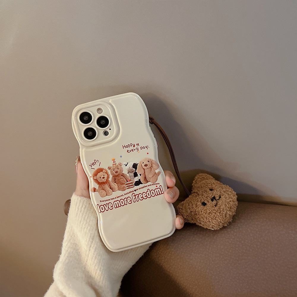 Soft Case Silikon Motif Kartun Beruang / Anjing Lucu Dengan Rantai Untuk Iphone 14 11 12 13 PRO MAX