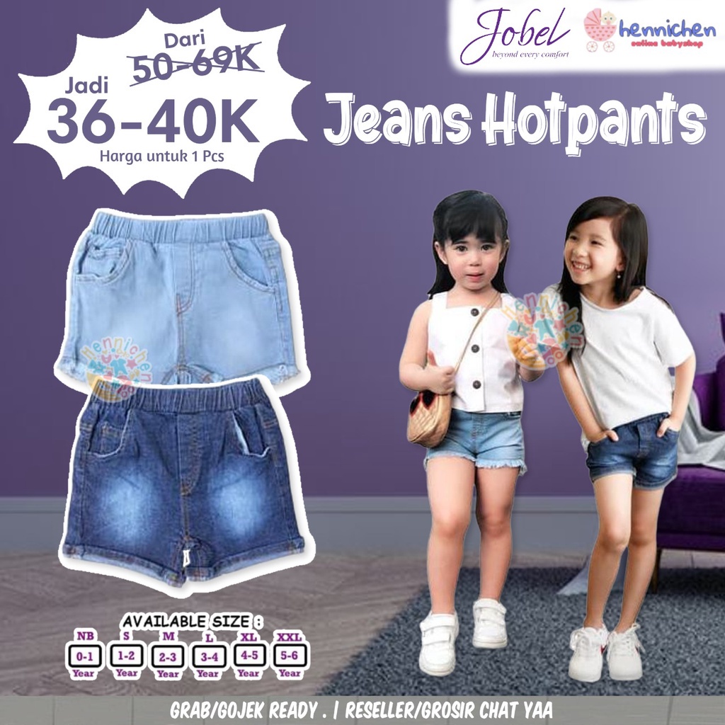 PROMO 1 PCS Jobel Jeans Hotpants Black edition (0 sd 5 tahun)