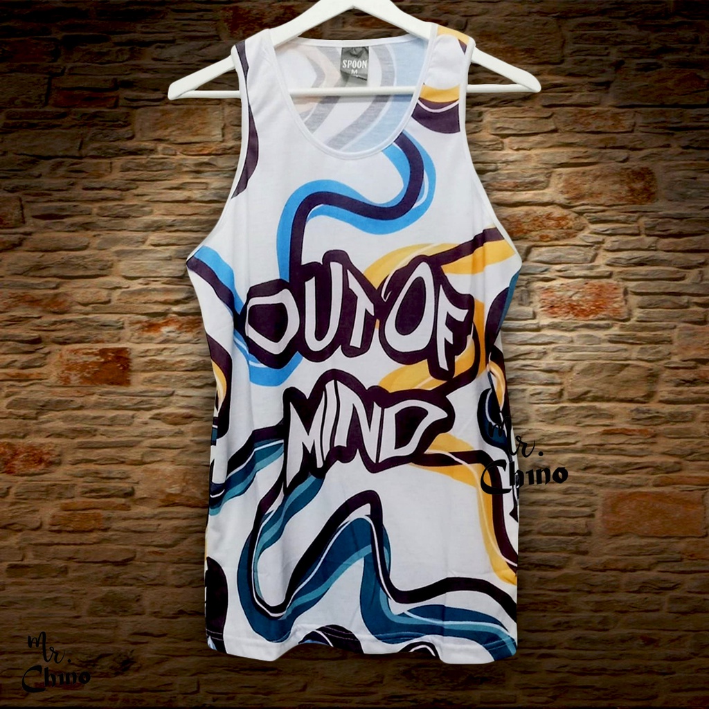 Kaos Singlet Pria Motif Out of Mind | Kaos Kutang Pria Dewasa Jumbo | Baju Tanktop Gym Running Olahr