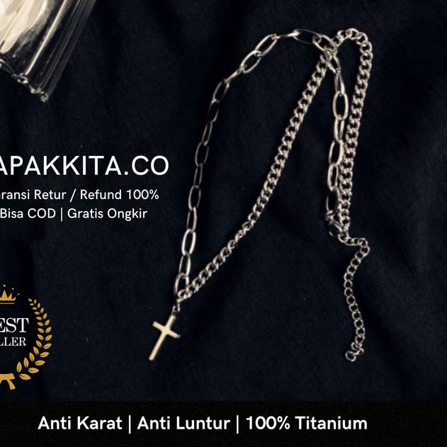 Kalung Salib Pria / Kalung Pria Salib Hitam / Kalung Salib Titanium