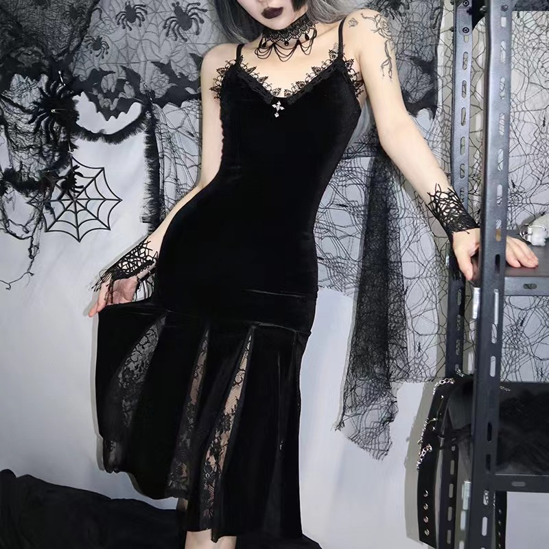 Gothic Velvet combi Lace Dress 8479 (S/M/L)