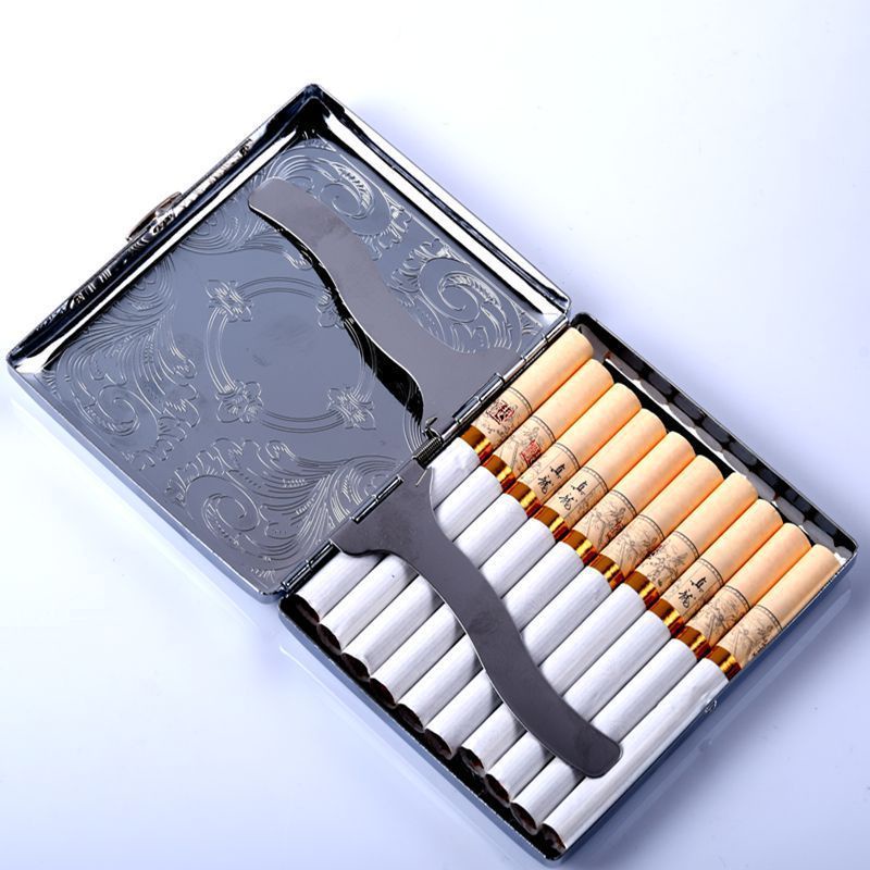 Cigarettes Box Metal Wadah Rokok Kotak Cigarette 20 Slot Firetric Kotak Rokok Kotak Tempat Rokok