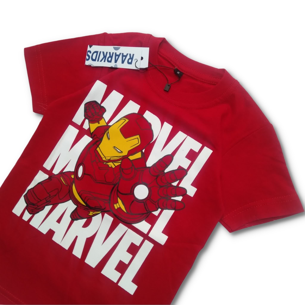 Raarkids baju Kaos Anak Distro Laki Laki Perempuan Karakter Marvel Usia 1-8 Tahun IRON MAN