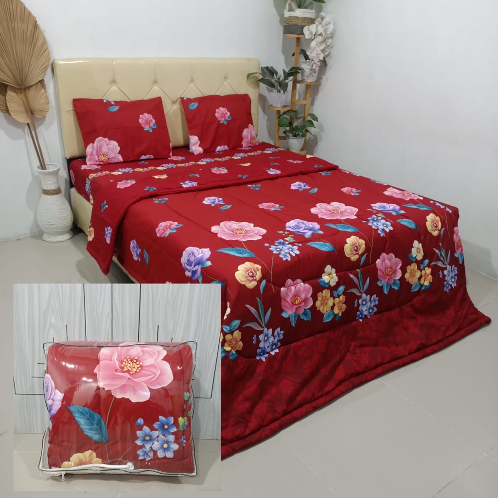 BEDCOVER DISPERSE 180X200 MOTIF BUNGA MAWAR CANTIK CERAH
