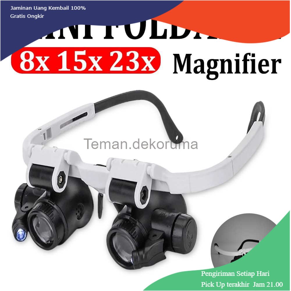 TD-PR2 HKFZ Kacamata Pembesar Watch Repair 23x Magnifier dengan 2 LED - 9892H