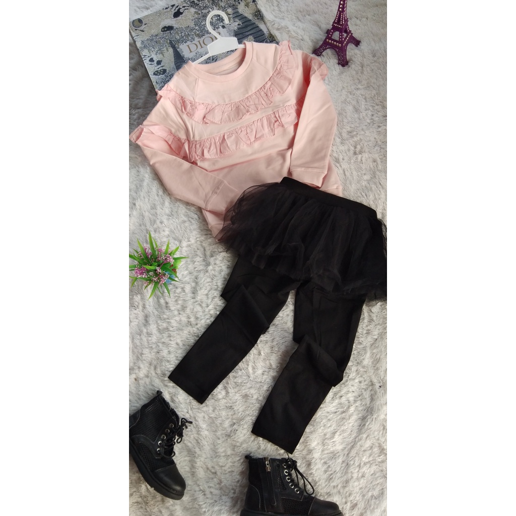 2in1 Setelan Sweater Plus Rok Celana Anak Perempuan