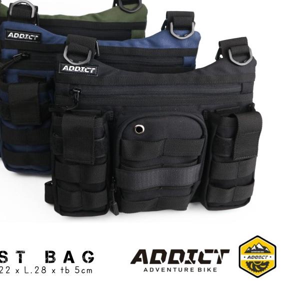 tas rompi motor protector chest rig bag pelindung dada premium ADDICT - Hitam