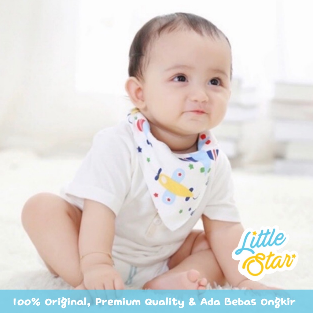 Celemek Makan Segitiga Anak Bayi Little Star Motif Kartun