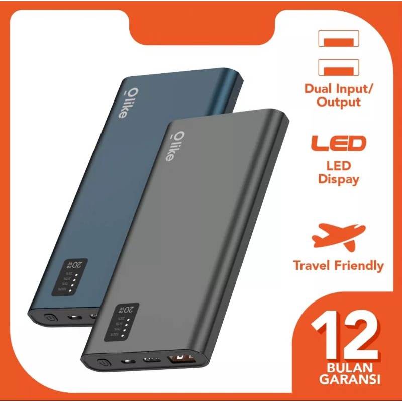 OLIKE POWERBANK 10000mAH QUICK CHARGE LED DISPLAY ALLUMINIUM ALLOY P2 GARANSI 1 TAHUN