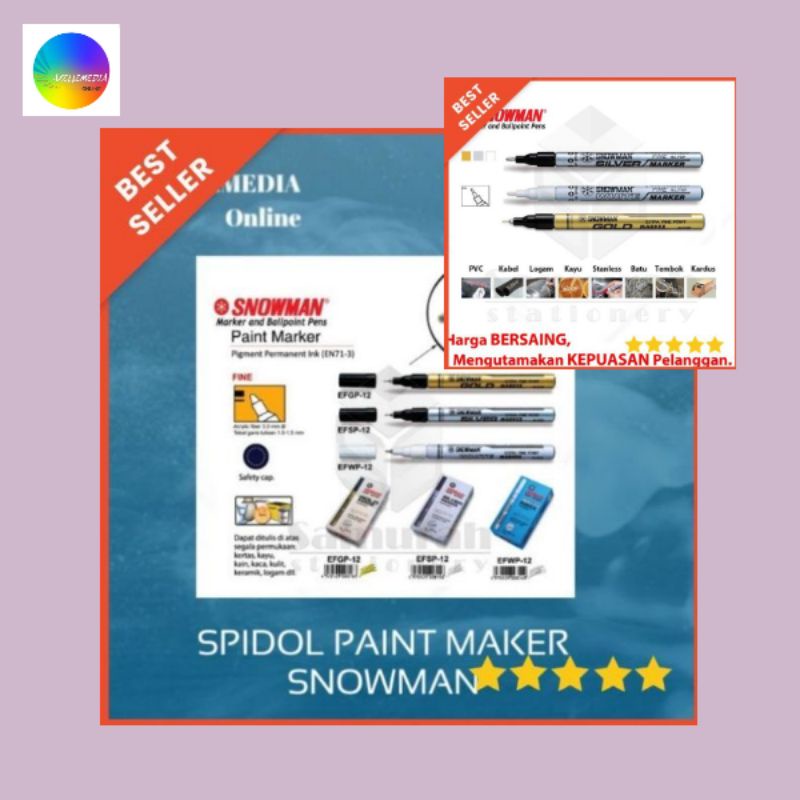 

Spidol Paint Marker Snowman "FINE TIPE" ECER Dengan 3 PILIHAN WARNA (ORIGINAL PRODUK)