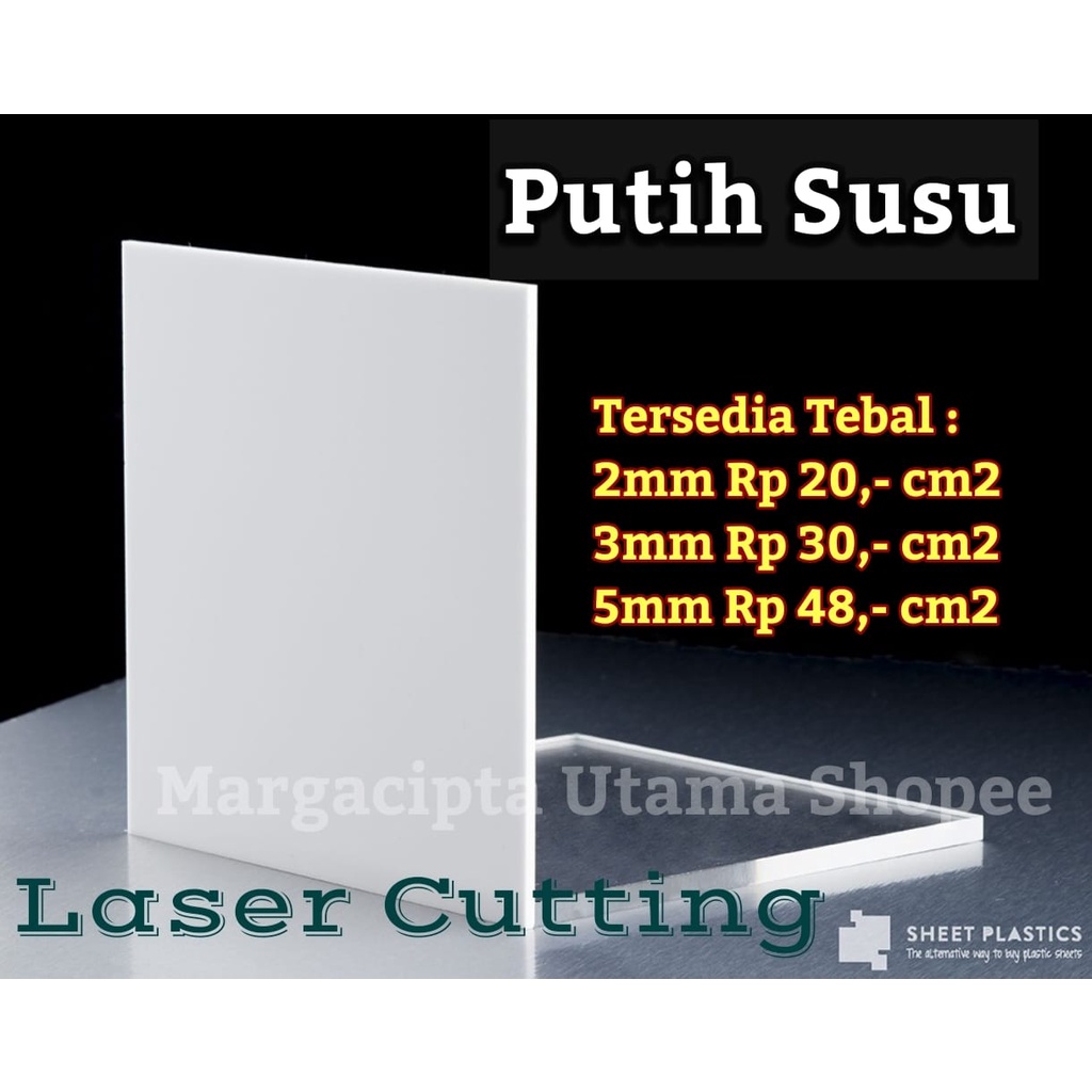 Acrylic 2mm Putih Susu Akrilik Custom Lasercut Termurah