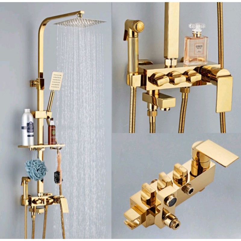 Shower tiang set panas dingin GOLD/shower column panas dingin GOLD