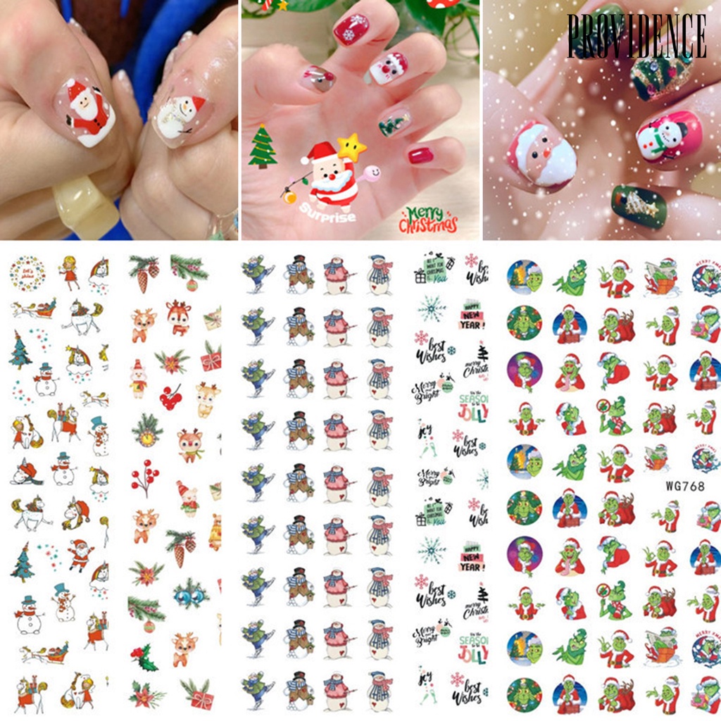 Stiker Nail Art Holografik Tidak Pudar Motif Salju Putih Dengan Perekat Untuk Perempuan