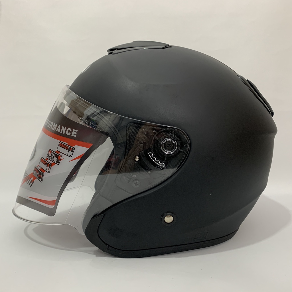 Jual Helm Kyoto Hitam Doff - Kaca Clear - Helm Retro SNI Dewasa - Helm