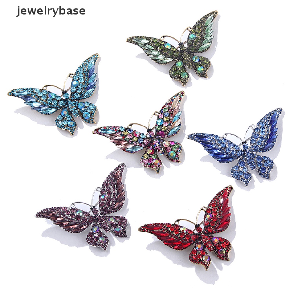 Bros Bentuk Kupu-Kupu Aksen Kristal Berlian Imitasi Warna-Warni Untuk Hijab
