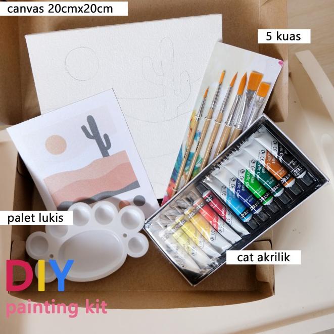 

Paket Melukis Aesthetic Paint By Number 20 x 20 painting kit Komplit - Paket 3