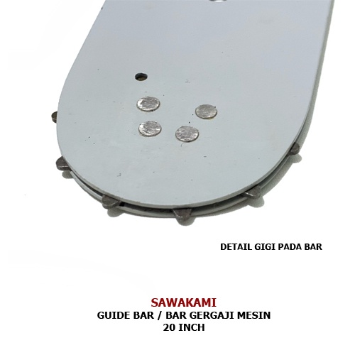 PAKETAN Bar Gergaji Mesin 20 INCH + Rantai Kasar 34T Merk SAWAKAMI