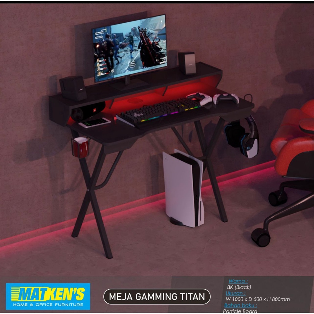 Meja Gaming Meja Komputer PC Dengan lampu LED