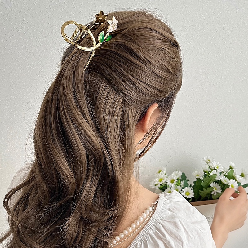 Jepit Rambut Korea Bahan Besi 11cm Motif Bunga Jasmine Jedai Logam Alloy JUMBO Korean