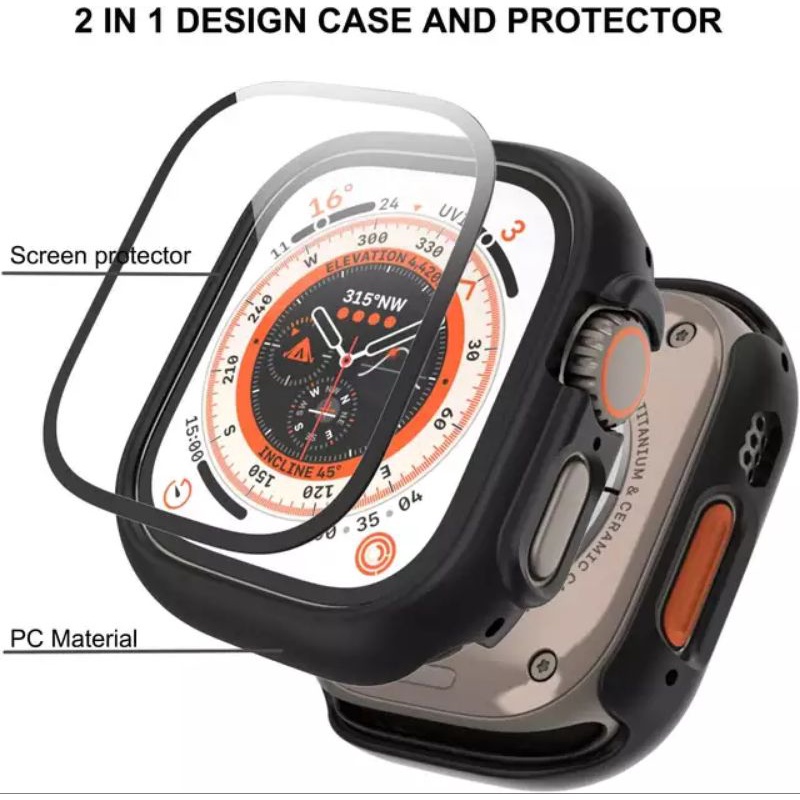 COVER CASE BUMPER WATCH ULTRA 49MM SHOCKPROOF HARD PC WITH TEMPERED GLASS SCREEN PROTECTOR ORIGINAL