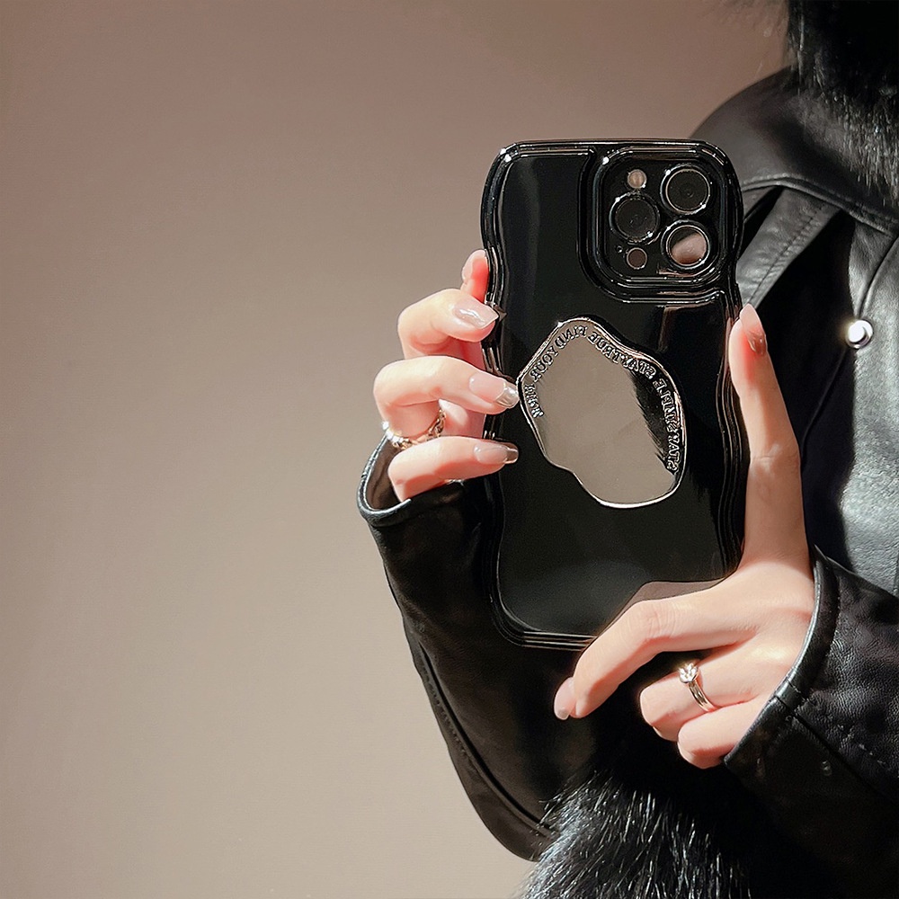 Ins Soft Case Silikon Motif Gelombang Warna Hitam Untuk Iphone 14 11 12 13 PRO MAX