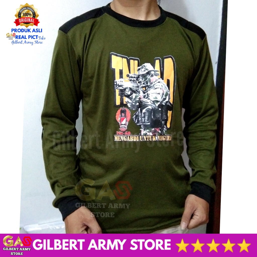 Kaos Hijau  POlos Tni Lengan Panjang Dekker Gambar Gilbert Army Store Terbaru