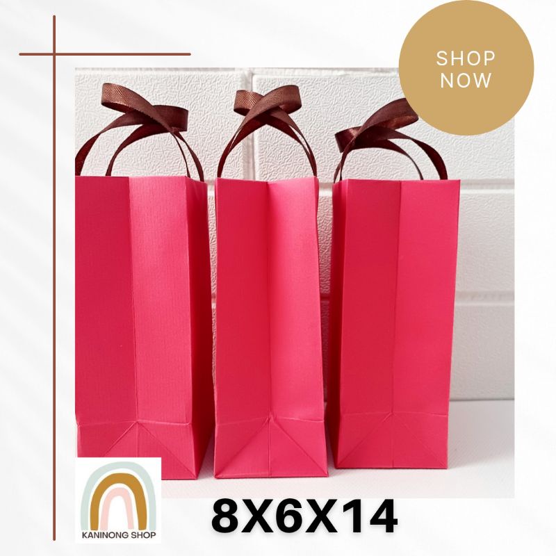 

[ KANINONG ] 10 pcs Paper Bag Kecil Warna Merah / Paper Bag Natal / Paper Bag Imlek / Goodie Bag Merah