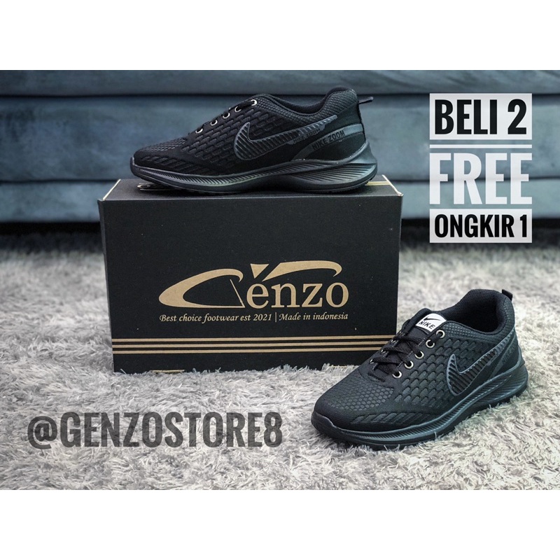 Sepatu Sekolah Full Black Hitam / Kerja Pria Wanita New Model