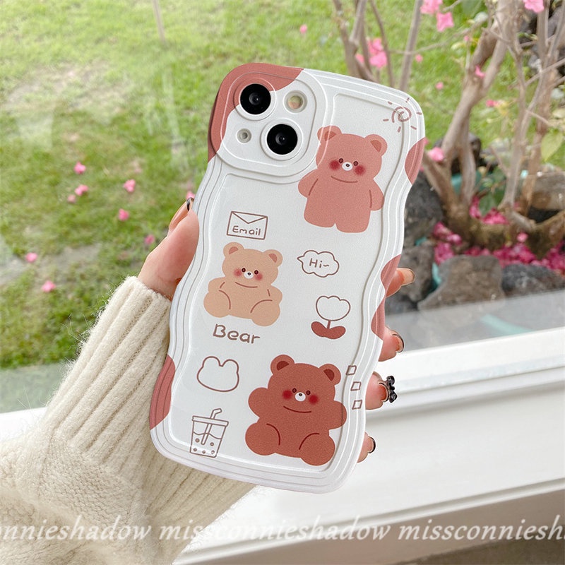 Soft Case Tpu Motif Kartun Beruang Es Krim Untuk iPhone 11 13 14 12 Pro MAX 6 8 7 6s Plus 14 Plus XR X XS MAX SE 2020