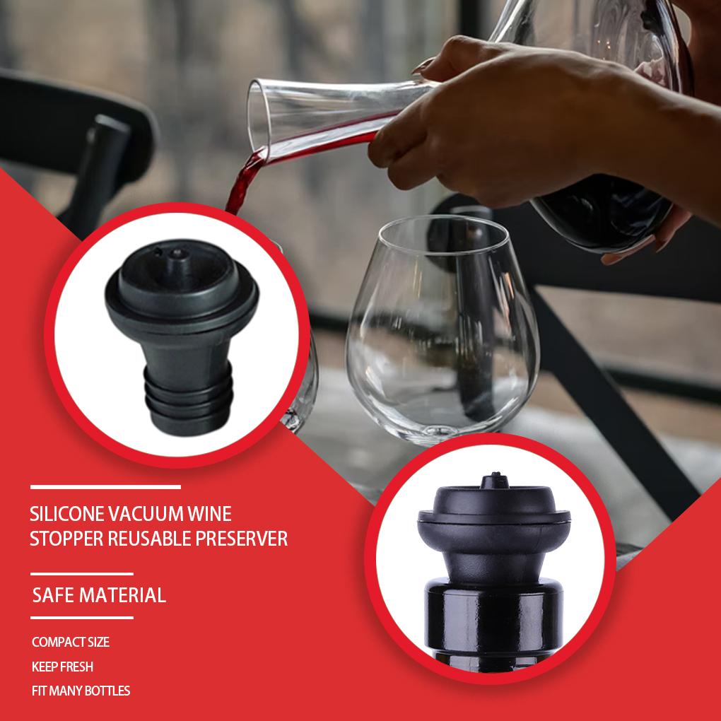 Vacuum Silicone Wine Preservation Stopper Opening Pump Universal Botol Kedap Udara Anti Bocor Restaurant Saver Serving