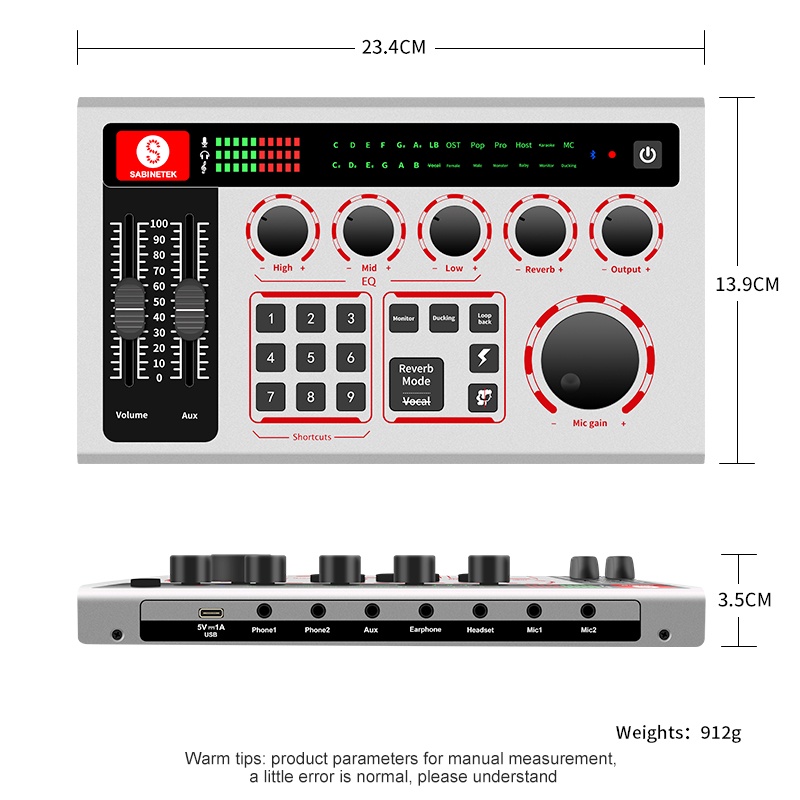 Siborie Soundcard V998 Original Audio USB External Sound Card  Mixer Bluetooth phone PC-live