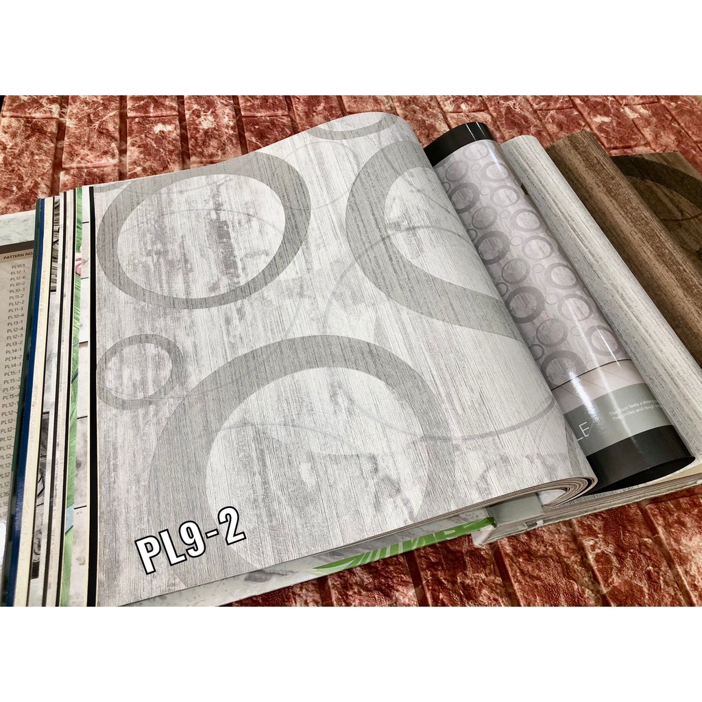 WALLPAPER DINDING BULAT LINGKARAN ABU COKLAT SERAT KAYU POLARIS