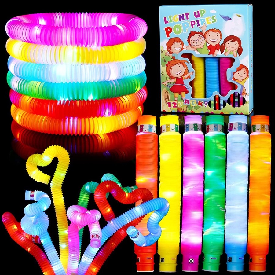 Pop Pipe Tubes LED Fidget Toys Light Stick Mainan Anak Pipa Viral 0851