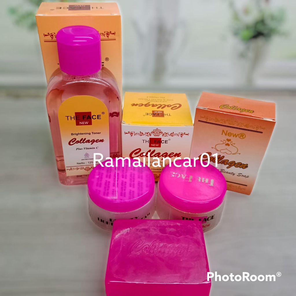 4in1 Paket Cream Collagen Original Bpom (Toner the Face+Sabun The Face+Cream The Face)