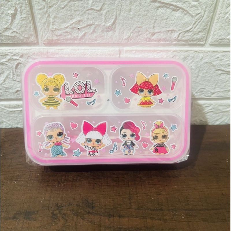 Kotak Makan 3 Sekat Lunch Box Karakter / Lunch Box Sekat 3 Mini