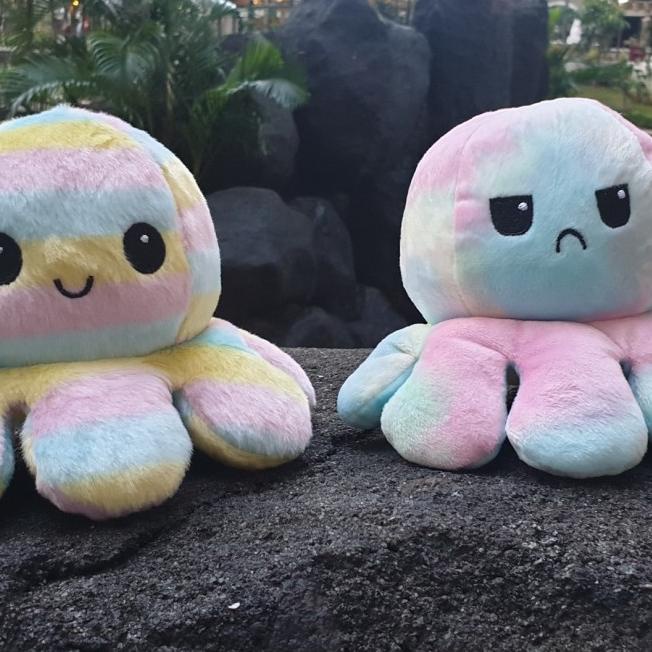 Rainbow Series Boneka Gurita Bolak-Balik Ganti Mood Pelangi - purple rainbow