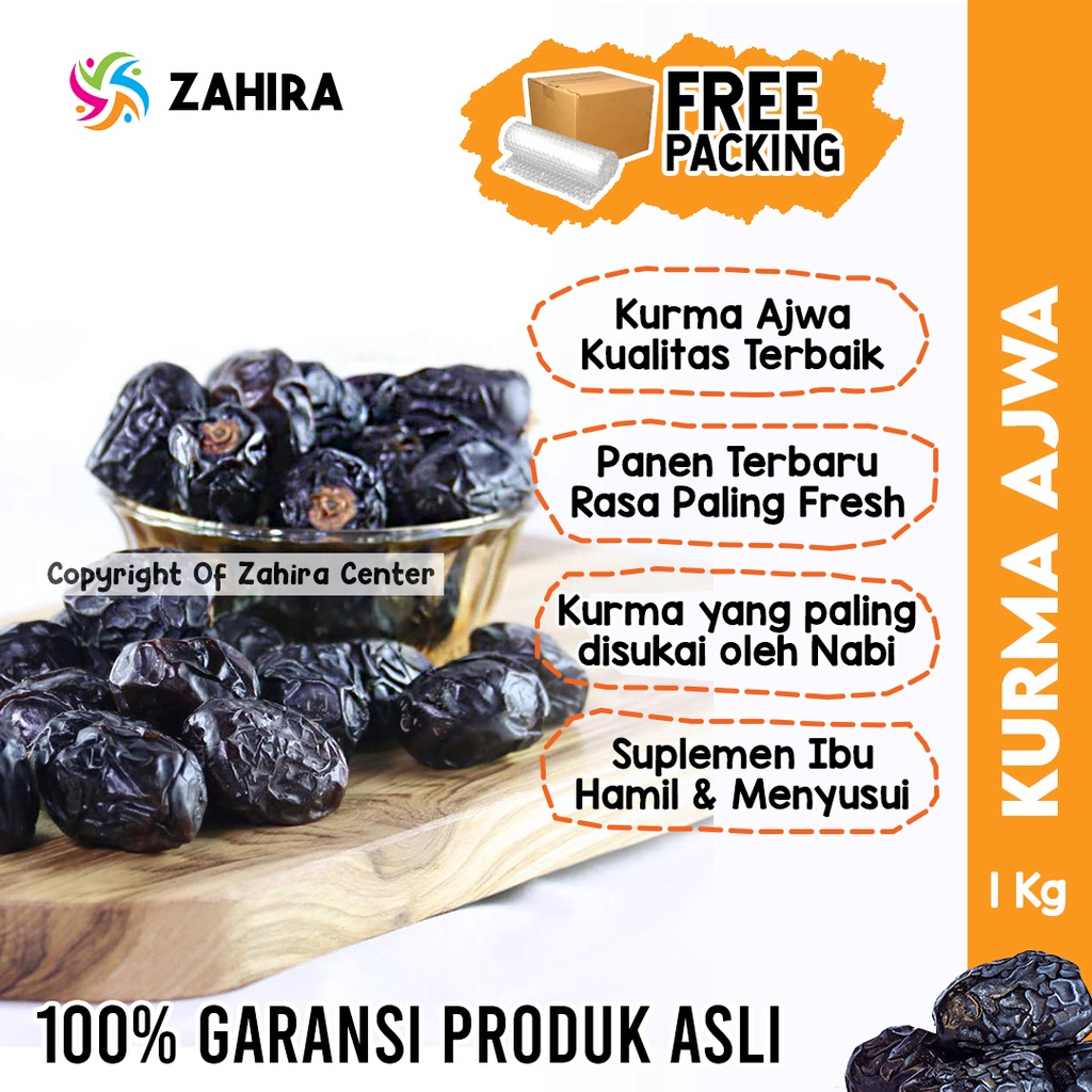 

KURMA AJWA Premium 1Kg Asli Tanpa Campuran Untuk Memperlancar Ibu Melahirkan MPASI & Menyusui Anak