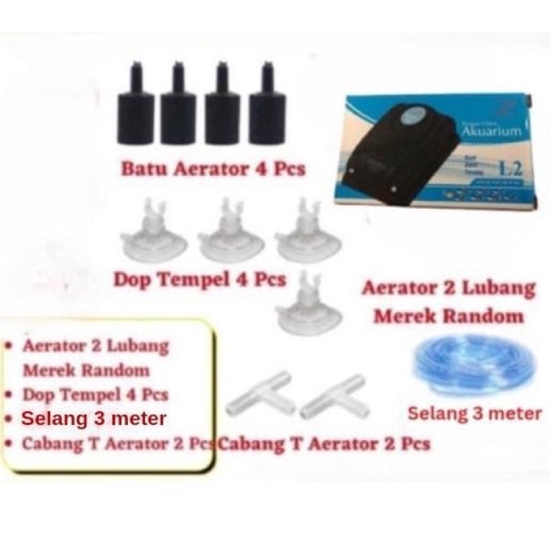 PAKET AERATOR 2 LUBANG MESIN POMPA AERATOR GELEMBUNG UDARA AQUARIUM