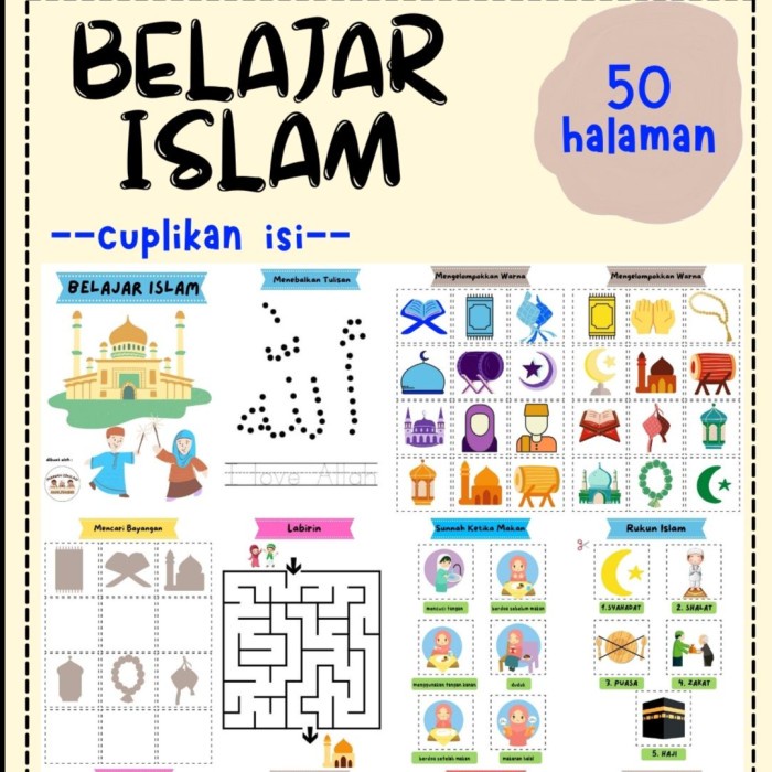 [COD] 100 Hal Worksheet Anak Islami Belajar Agama Islam Muslim Buku Tk Paud - 50 Hal DISKON