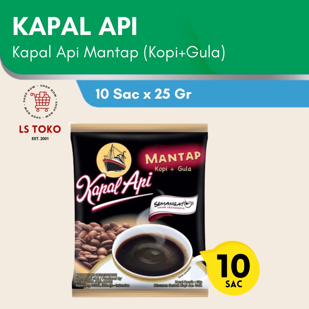 

KAPAL API MANTAP (KOPI + GULA) ISI 10 SAC X 25GR