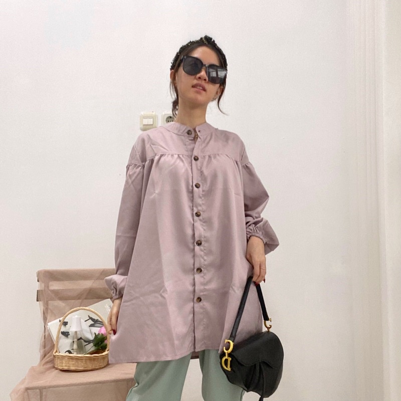 HARU Blouse / Dress Oversize Korea / Tunik Modern / Atasan Muslim Wanita / Blus Lengan Panjang Casual 0410