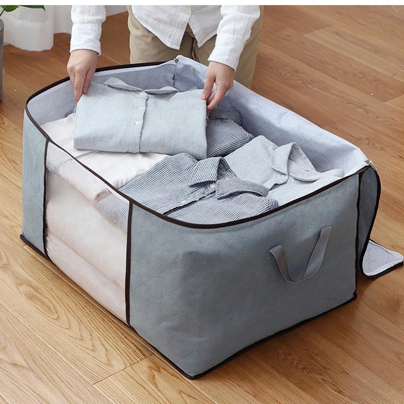SB1 Tempat Penyimpanan Bed Cover Bamboo Storage Box Organizer Bag Kotak Penyimpanan Baju Selimut Dan Sprey Jumbo Serbaguna Lipat Pakaian Serbaguna Mainan Box Storage Jumbo Besar