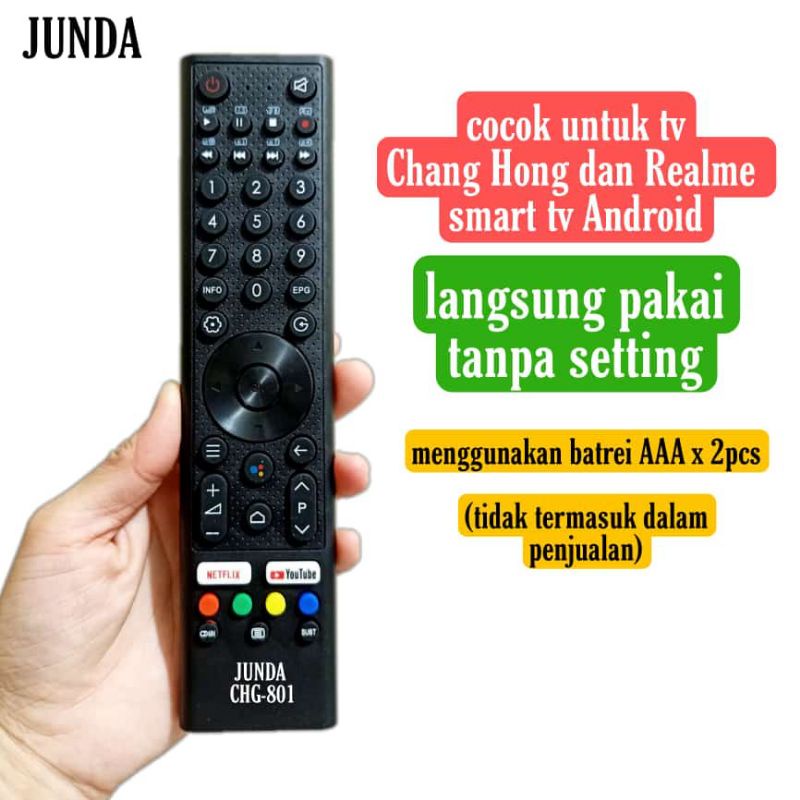 Remote Remote LED Junda 801 Cocok Di Changhong Realme Smart TV Android