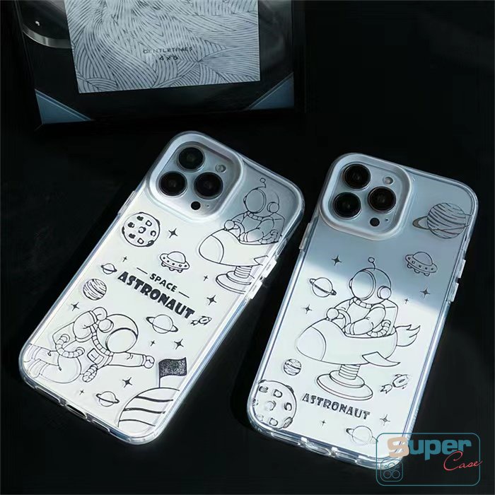 Soft Case Bumper 3 in 1 Motif Kartun Astronauts NASA Untuk IPhone 7Plus 11 14 12 13 Pro Max XR 8Plus 14 Plus 7 8 Plus X XS Max SE 2020