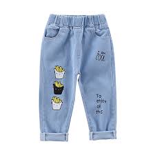 Celana Panjang Jeans Anak Lucu Bordir French Fries Umur 4-5thn | Korean Style Outfit Kekinian