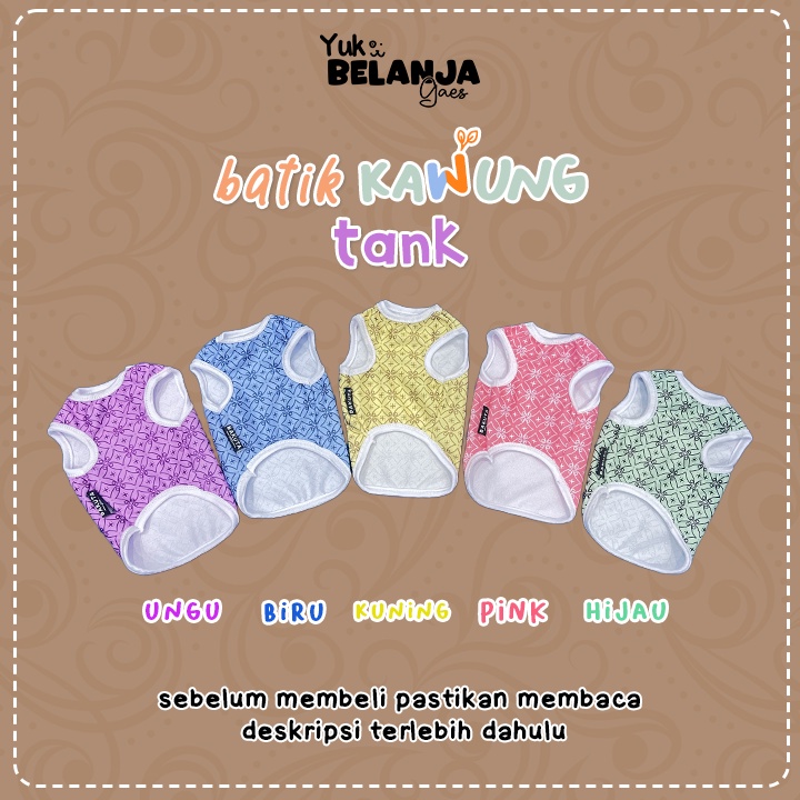 Baju Kucing Bahan Poliester Batik Kawung Tank Series Terlucu Baju Kucing anjing kelinci Lucu murah Size XS-XXL / Yuk Belanja Gaes!